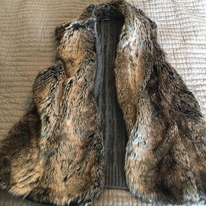 Faux fur sweater vest